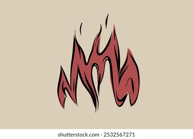 Hand-drawn flames vector image for fireplace, grill, packaging, etc. 2D clipart.
