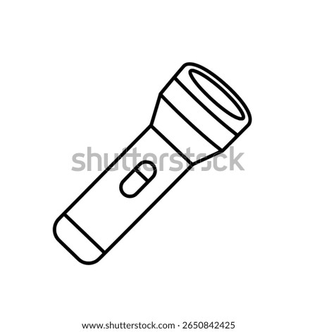 Hand-drawn flashlight sketch. Doodle style torch illustration for adventure theme.