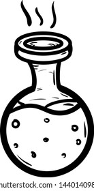 Handdrawn flask doodle icon. Hand drawn black sketch. Sign symbol. Decoration element. White background. Isolated. Flat design. Vector illustration.
