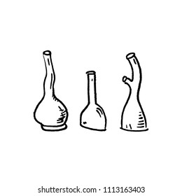 Handdrawn flasks doodle icon. Hand drawn black sketch. Sign cartoon symbol. Decoration element. White background. Isolated. Flat design. Vector illustration.