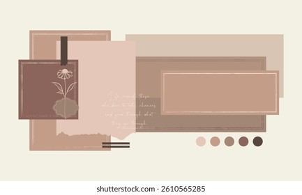 Hand-drawn flat design abstract minimalist memo pad and scrapbook board background