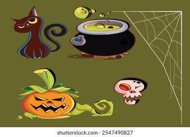 ilustración de calabaza de Halloween de diseño plano dibujado a mano. Perfecto para tarjetas, Anuncios y diseños digitales.