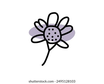 Diseño plano dibujado a mano con un contorno de flor simple
