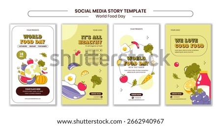Hand-Drawn Flat Style Illustration for World Food Day Social Media Stories Background

