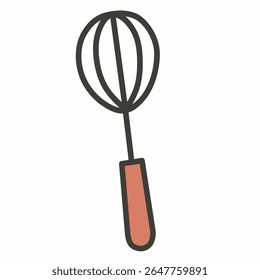 Hand-drawn flat whisk. Perfect for baking illustrations, recipe visuals, and cozy culinary-themed projects.