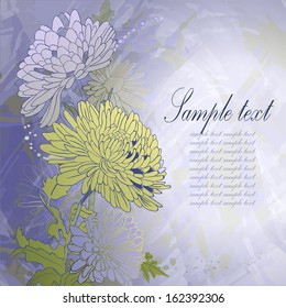 Hand-drawn floral background. Background with chrysanthemum. Vector illustration