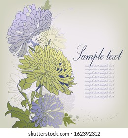 Hand-drawn floral background. Background with chrysanthemum. Vector illustration