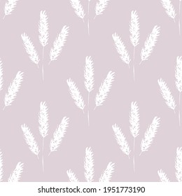 Hand-drawn floral background. Vector seamless pattern in doodle style. White flowers on a beige background. Ideal for fabric, home textiles.