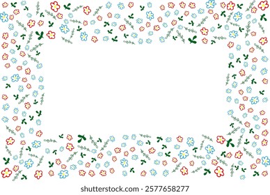 Hand-drawn floral border, adding charm and elegance to your photos. Perfect for invitations, cards, and creative designs, with a touch of nature's beauty Copy space