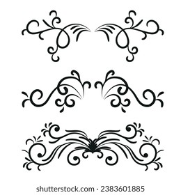 Hand-drawn floral decoration elements, floral border, floral frame