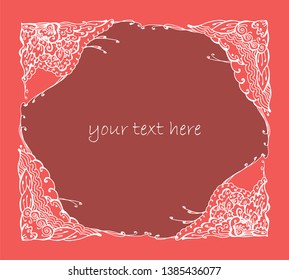 Hand-drawn floral decorative frame. vector graphic red illustration