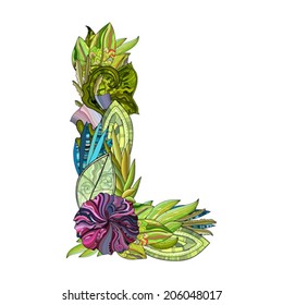 hand-drawn floral font, letter l