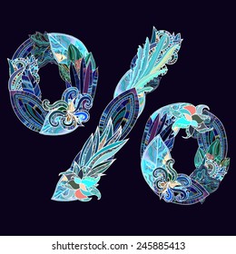 hand-drawn floral font, percent sign