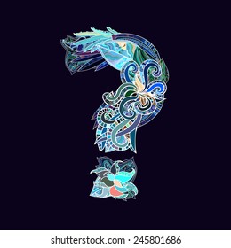 hand-drawn floral font, question mark