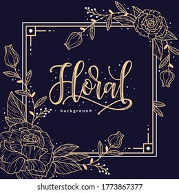 plantilla de vector de fondo de marco floral dibujada a mano