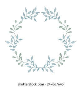 Hand-drawn floral frame. Vector hand paint wreath for invitations, cards or for any other kind of design.