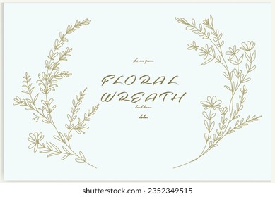 Hand-drawn floral frames with flowers, branches, and leaves. Wreath. Elegant logo template. Vector illustration for labels, branding business identity, and wedding invitations.