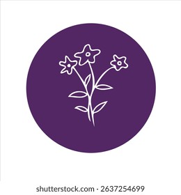 Hand-drawn floral icon featuring small blossoms and thin stems. Ideal for eco-friendly branding.