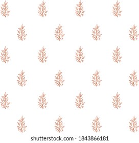 
Hand-drawn floral ocher pattern on background