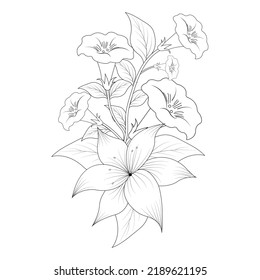A hand-drawn floral pattern created for a series of graphics for a feminine and unexpected brand.