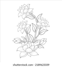 A hand-drawn floral pattern created for a series of graphics for a feminine and unexpected brand.