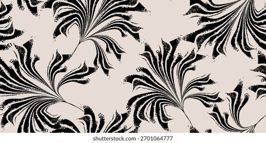Dibujado a mano patrón floral sin fisuras. Textura geométrica de la hoja del grunge. Ilustración vectorial.