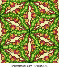 Hand-drawn floral wave seamless pattern.