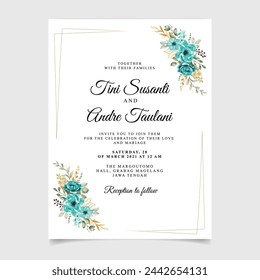 Hand-drawn Floral Wedding Invitation Card Template. Illustrator and designer. Wedding Invites, save the date, Birthday Invites, Video Invites, E-Cards.