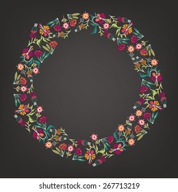 Hand-drawn floral wreath