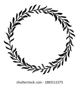 Hand-drawn Floral wreath, decorative frames. Isolated on white background - Vector Illustration
