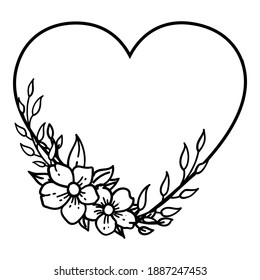 Hand-drawn Floral wreath, decorative frames. Isolated on white background - Vector Illustration