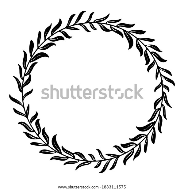 Hand-drawn Floral wreath,\
decorative frames. Isolated on white background - Vector\
Illustration\
