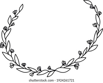 Handdrawn Floral Wreath Line Art Illustration Stock Vector (Royalty ...