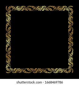 Marco de diseño de flor dibujado a mano para página, invitación, diseño de tarjetas de regalo. Elegante colección de arte deco sobre fondo negro. Ilustración del vector EPS 10