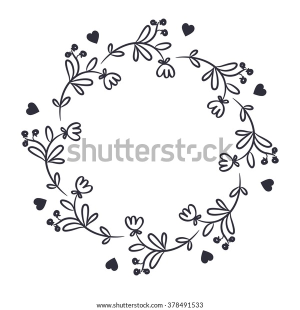 Handdrawn Flower Frame Floral Ornament Vector Stock Vector Royalty Free