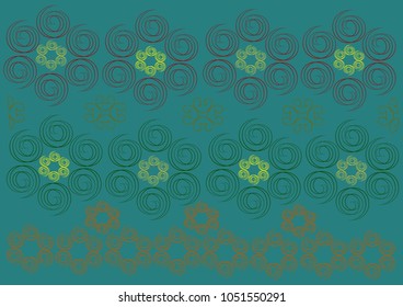 Hand-drawn flower ornament multicolored on a birch background