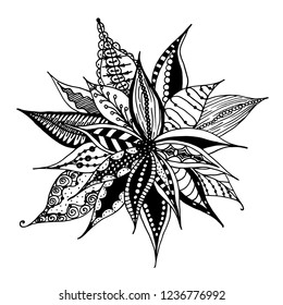 Hand-drawn flowers in doodle style. Vector artwork different patterns. Coloring book page for adult. Love bohemia concept for wedding invitation card, ticket, branding, boutique logo, label.