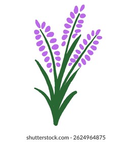 Flores dibujadas a mano con Subgrupos verdes en estilo de arte simple