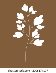 Hand-drawn flowers and leaves. Line art. Vector illustration