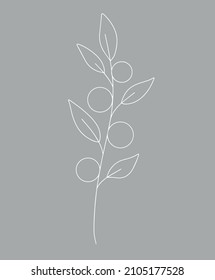 Hand-drawn flowers and leaves. Line art. Vector illustration