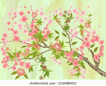 Flores dibujadas a mano sobre un fondo de mármol. flores virales y más caras. ilustración vectorial