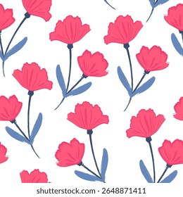 Handgezeichnete Blumen nahtloses Muster Druckdesign. Vektorgrafik-Design für Modestoffe, textile Grafiken und Prints.