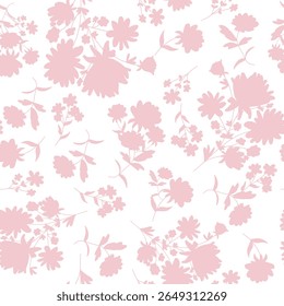Hand-drawn flowers seamless pattern print design. Vector illustration design for fashion fabrics, textile graphics and prints.