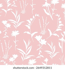 Hand-drawn flowers seamless pattern print design. Vector illustration design for fashion fabrics, textile graphics and prints.