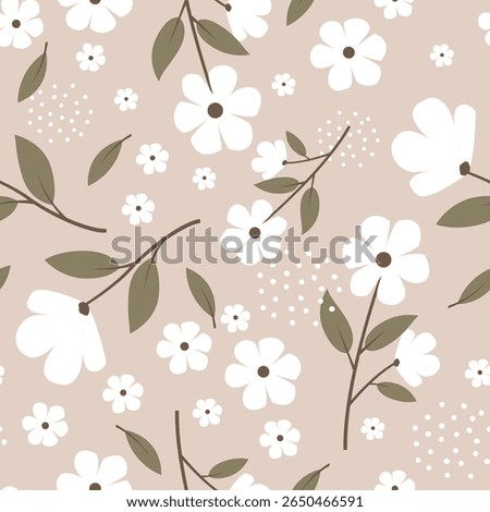 Hand-drawn flowers seamless pattern print design. Vector illustration design for fashion fabrics, textile graphics and prints.