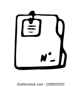 Handdrawn folder doodle icon. Hand drawn black sketch. Sign symbol. Decoration element. White background. Isolated. Flat design. Vector illustration.