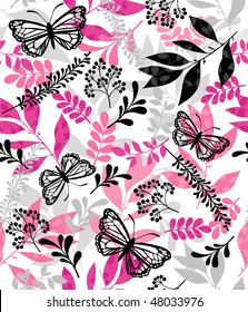 Hand-Drawn Foliage Seamless Repeat Pattern Design- #4 of Floral & Foliage Design Collection Series- Vector Illustration