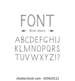 Hand-drawn font. Vector alphabet.