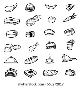 hand-drawn food doodle icons