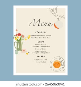 Hand-drawn food menu template illustration